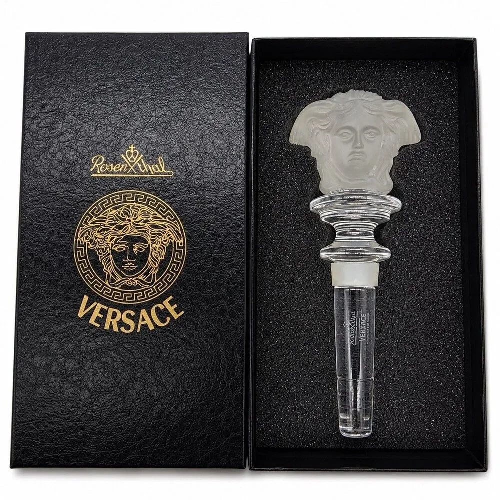 Rosenthal Versace Medusa  Frosted Crystal Bottle Stopper! Brand New